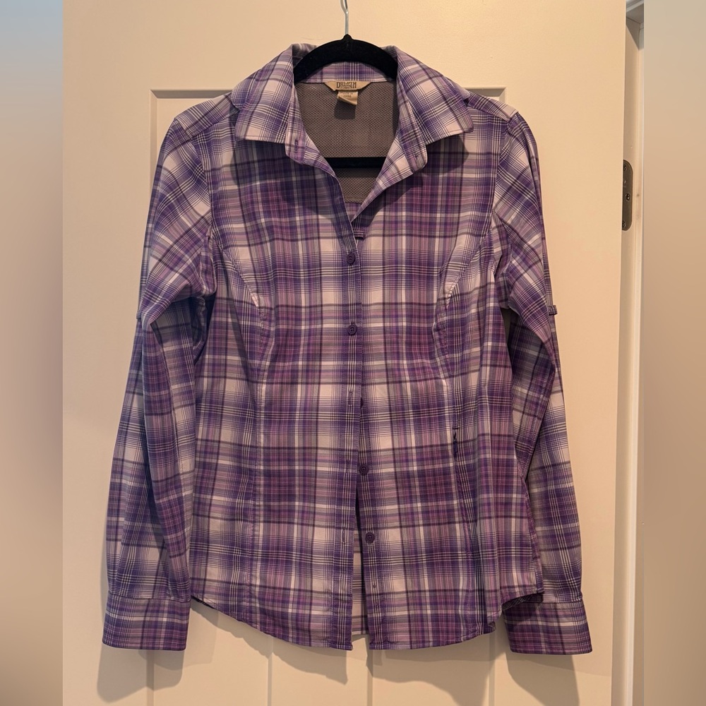Women’s Duluth Trading Co Purple Plaid Button Down Shirt